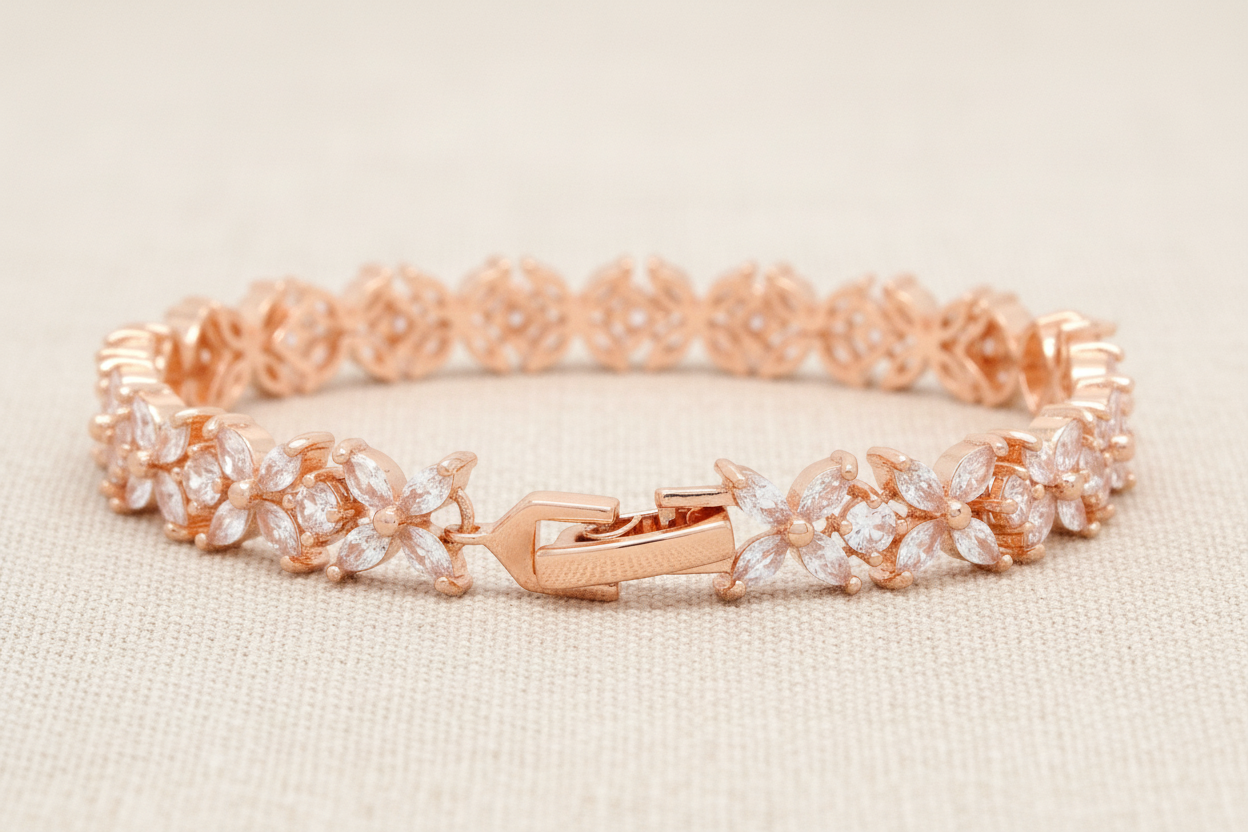 Rose Gold Marquise Flower Gems Bracelet