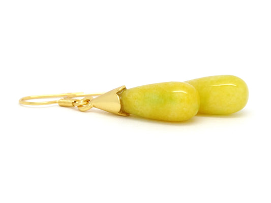 Yellow Moonstone Teardrop Gold Earrings