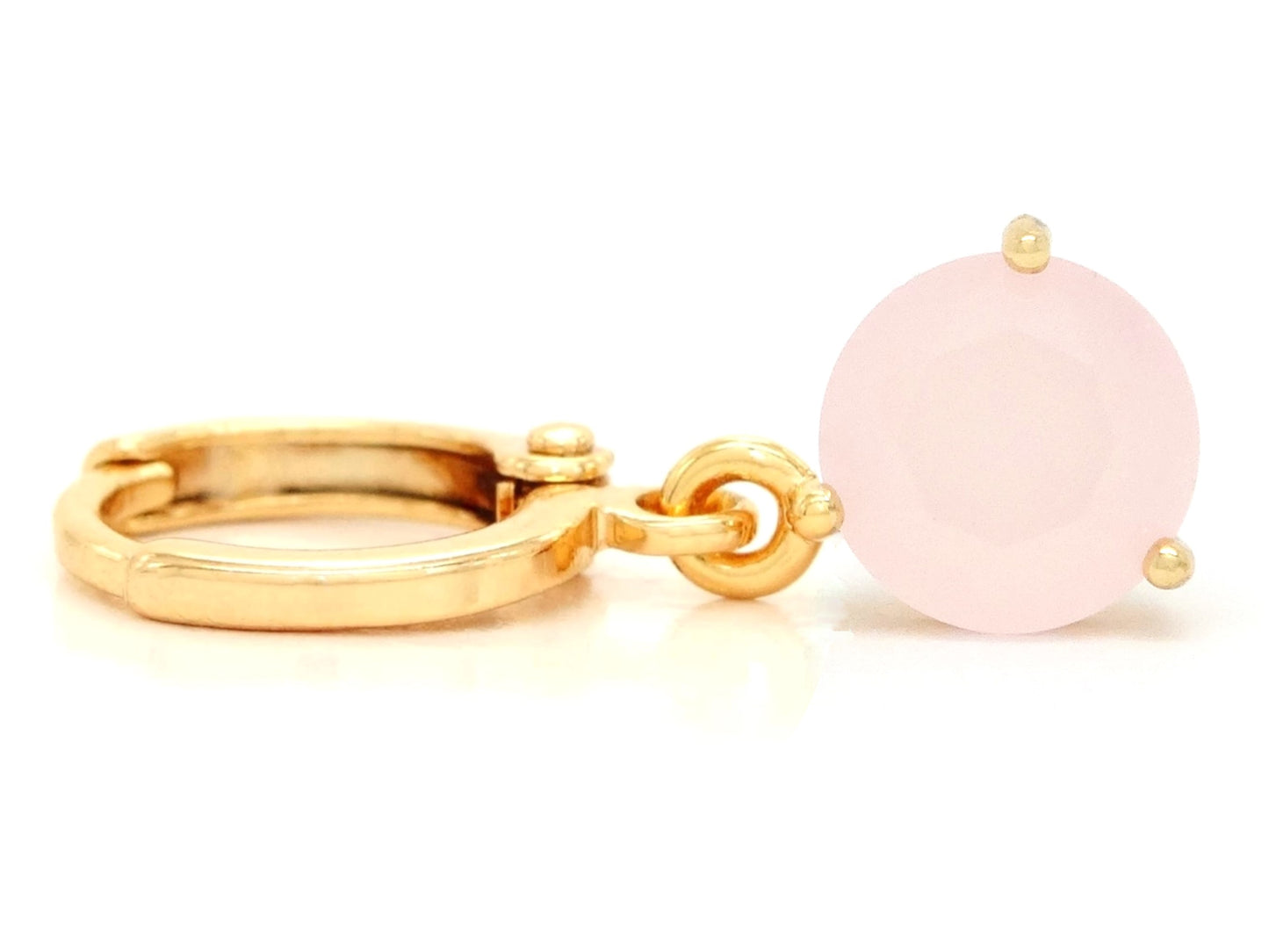 Pink Moonstone Yellow Gold Earrings FRONT