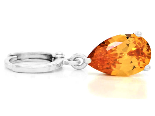 White Gold Citrine Pear Gem Necklace And Earrings