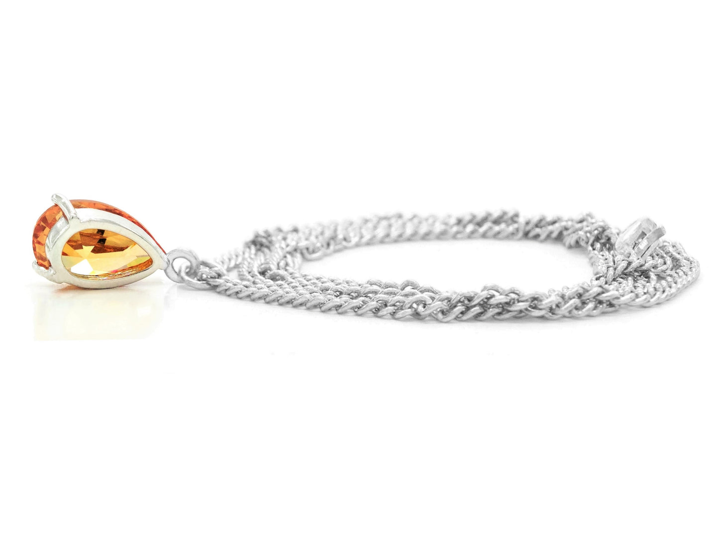 Citrine Raindrop White Gold Necklace