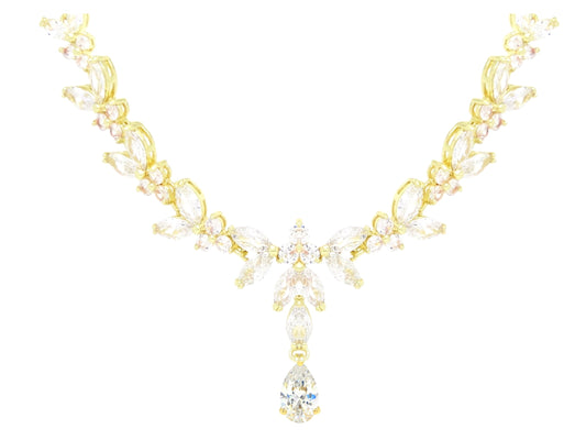 Yellow Gold Sparkly Different Shaped Gems Choker Necklace MAIN