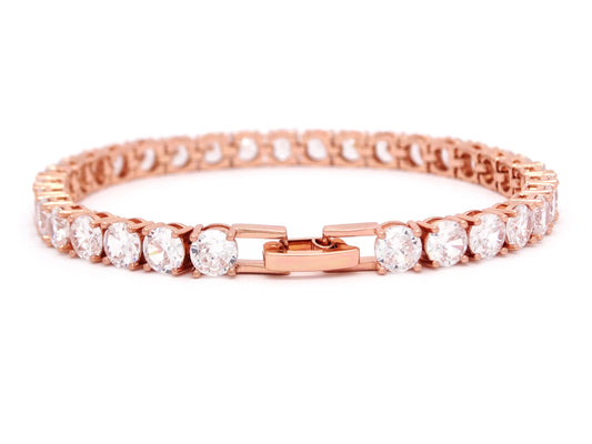 Rose gold round white tennis bracelet BACK