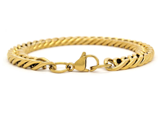 Gold double curb link chain bracelet BACK