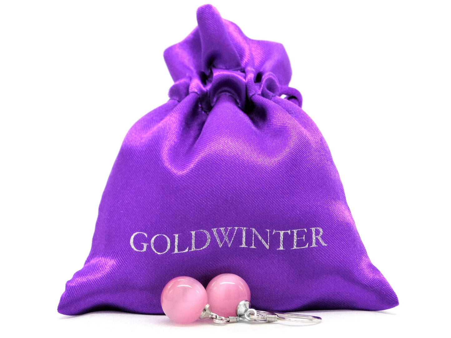 Pink moonstone ball necklace and earrings GIFT BAG
