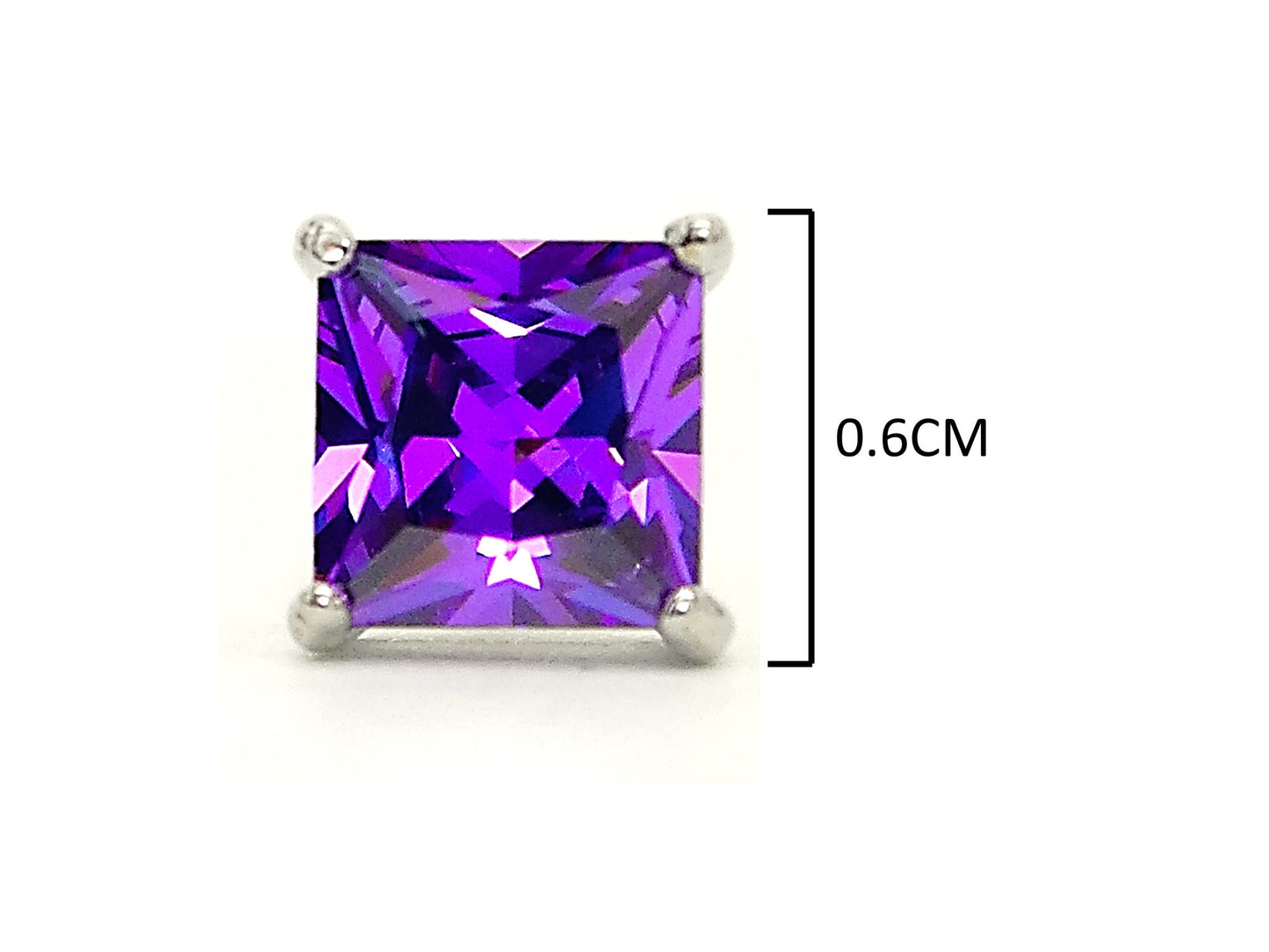 Purple princess stud earrings MEASUREMENT