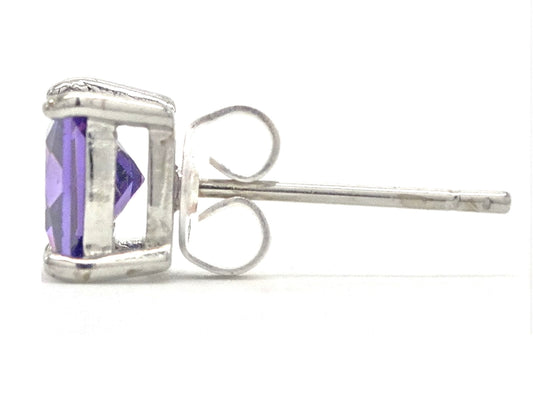 Purple princess stud earrings SIDE