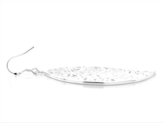 Sterling silver leaf necklace and earrings SIDE