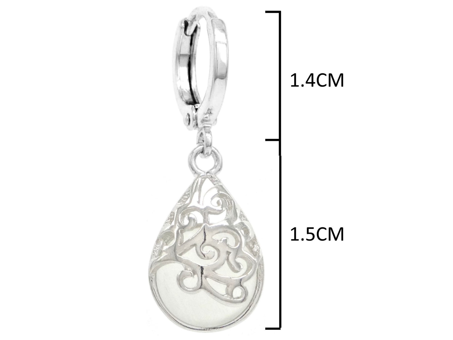 Decorated white moonstone hoop earrings MEASUREMENT