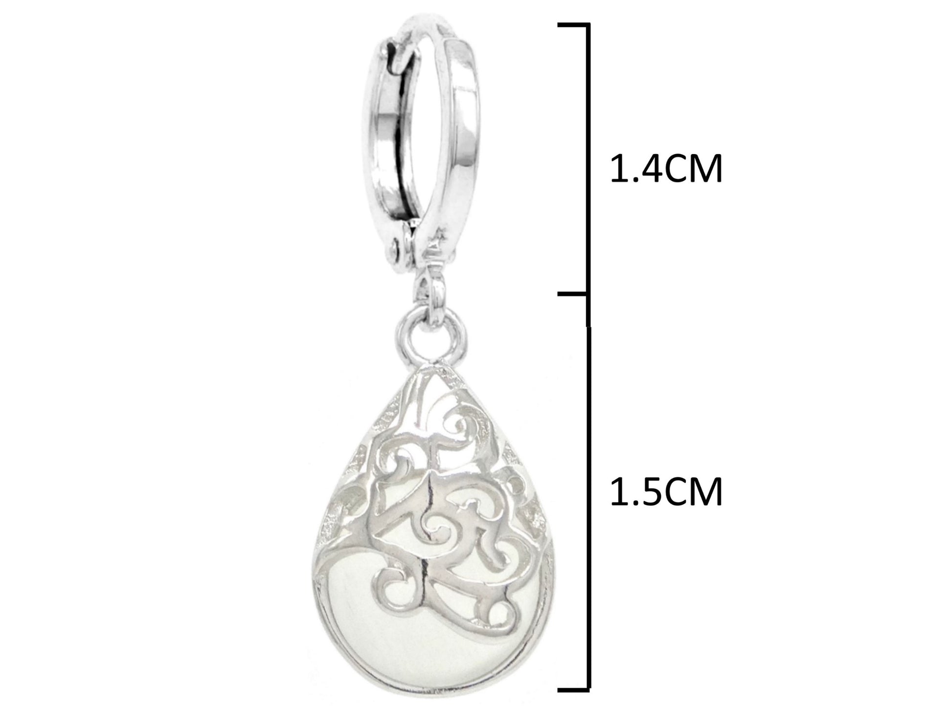 Decorated white moonstone hoop earrings MEASUREMENT