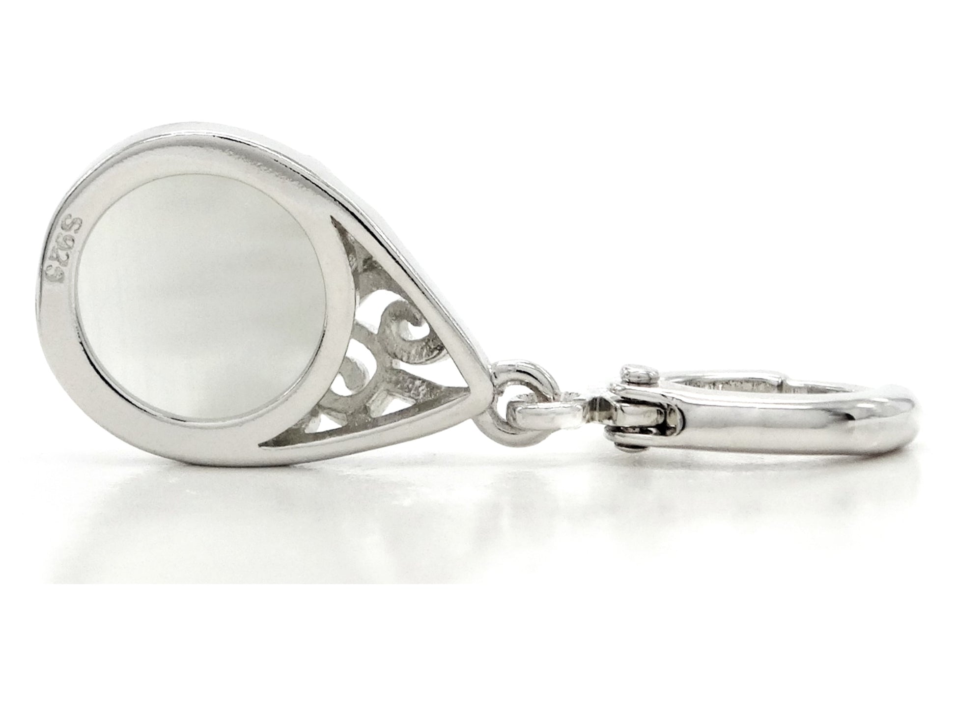 Decorated white moonstone hoop earrings BACK
