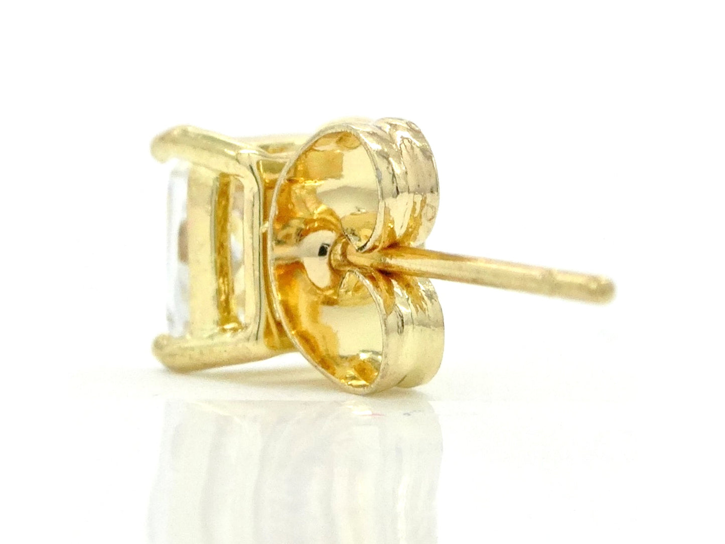 Clear princess gold stud earrings BACK