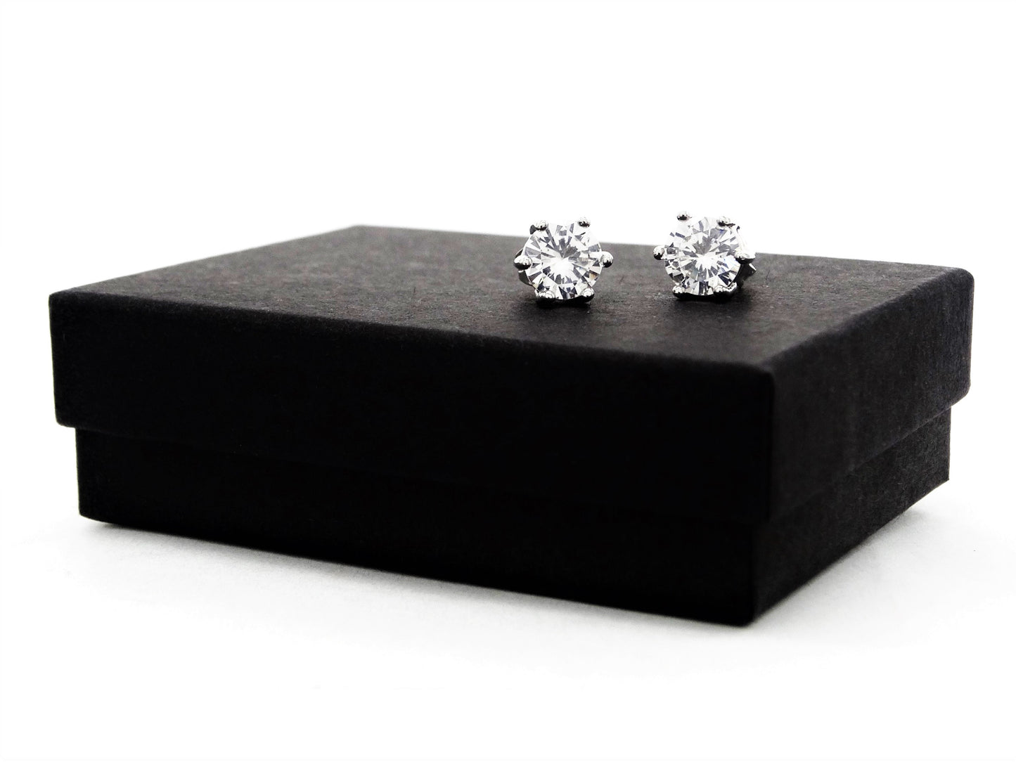 Clear gem silver stud earrings GIFT BOX