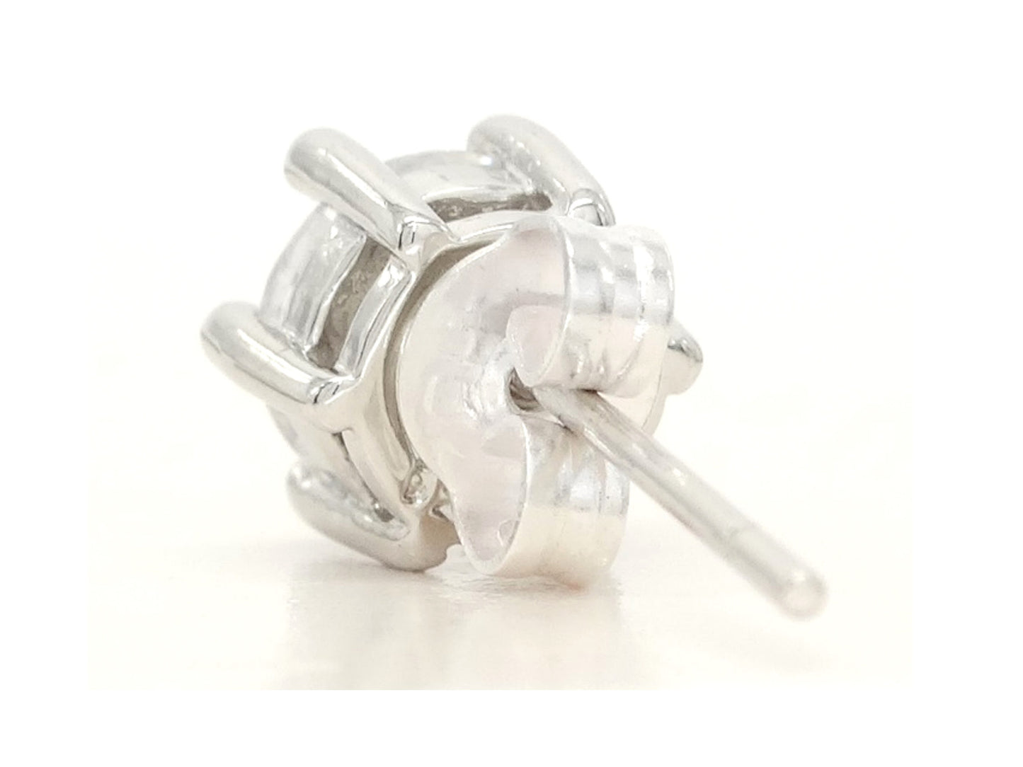 Clear gem silver stud earrings BACK