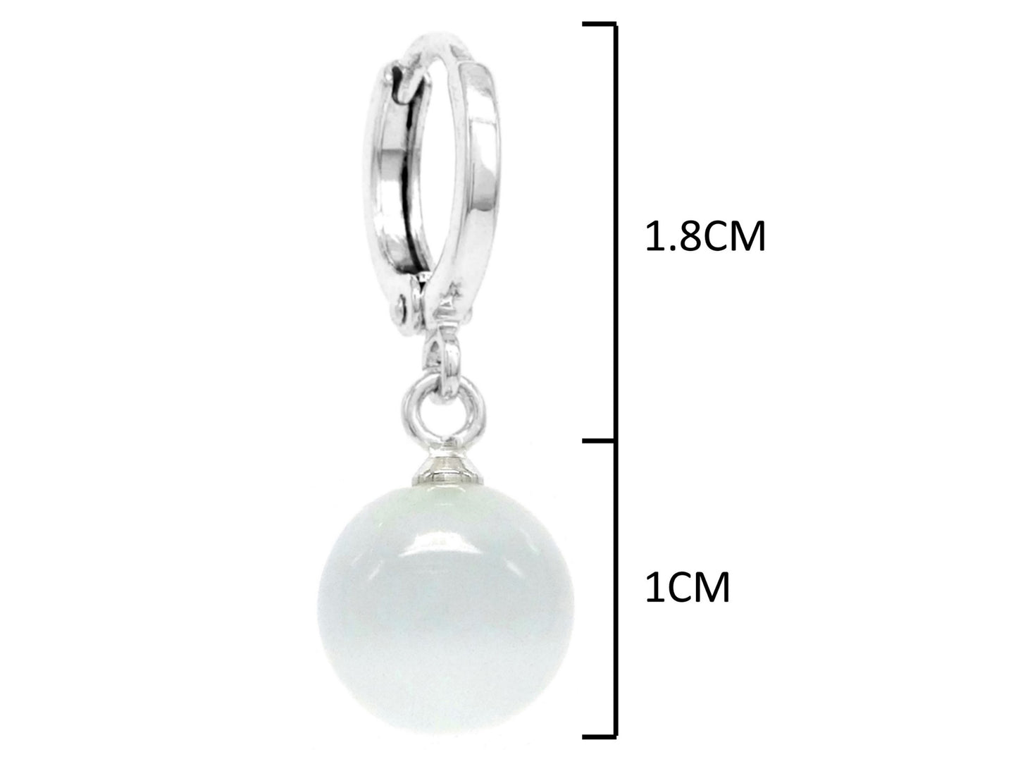 White moonstone hoop ball earrings MEASUREMENT