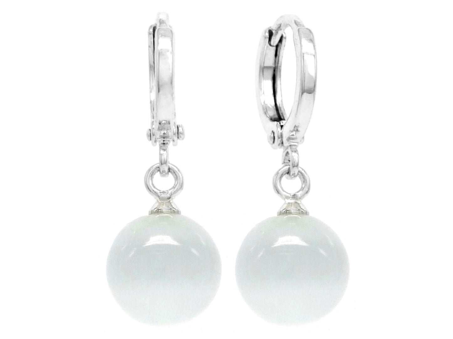 White moonstone hoop ball earrings MAIN