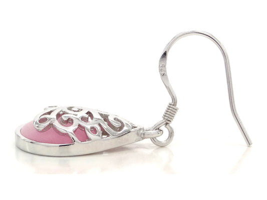 Decorated pink moonstone earrings SIDE