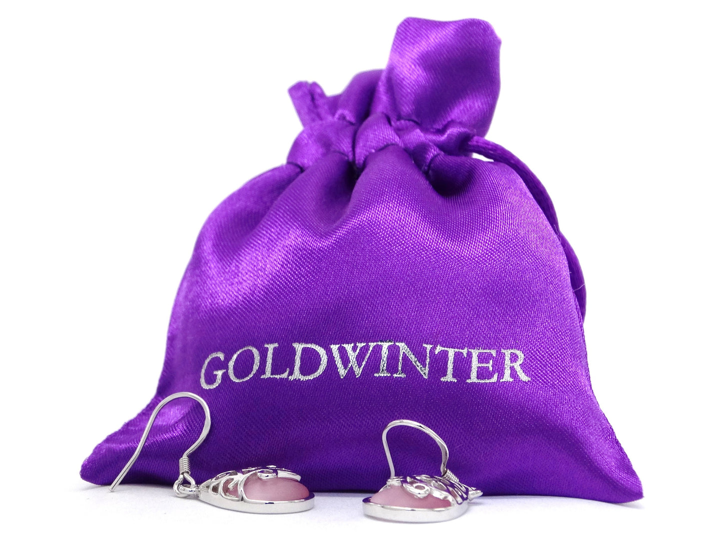 Decorated pink moonstone earrings GIFT BAG