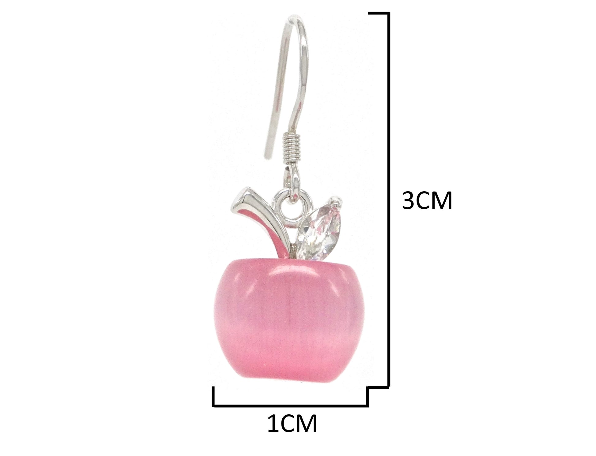 Pink moonstone apple necklace and earrings MEASUREMENT