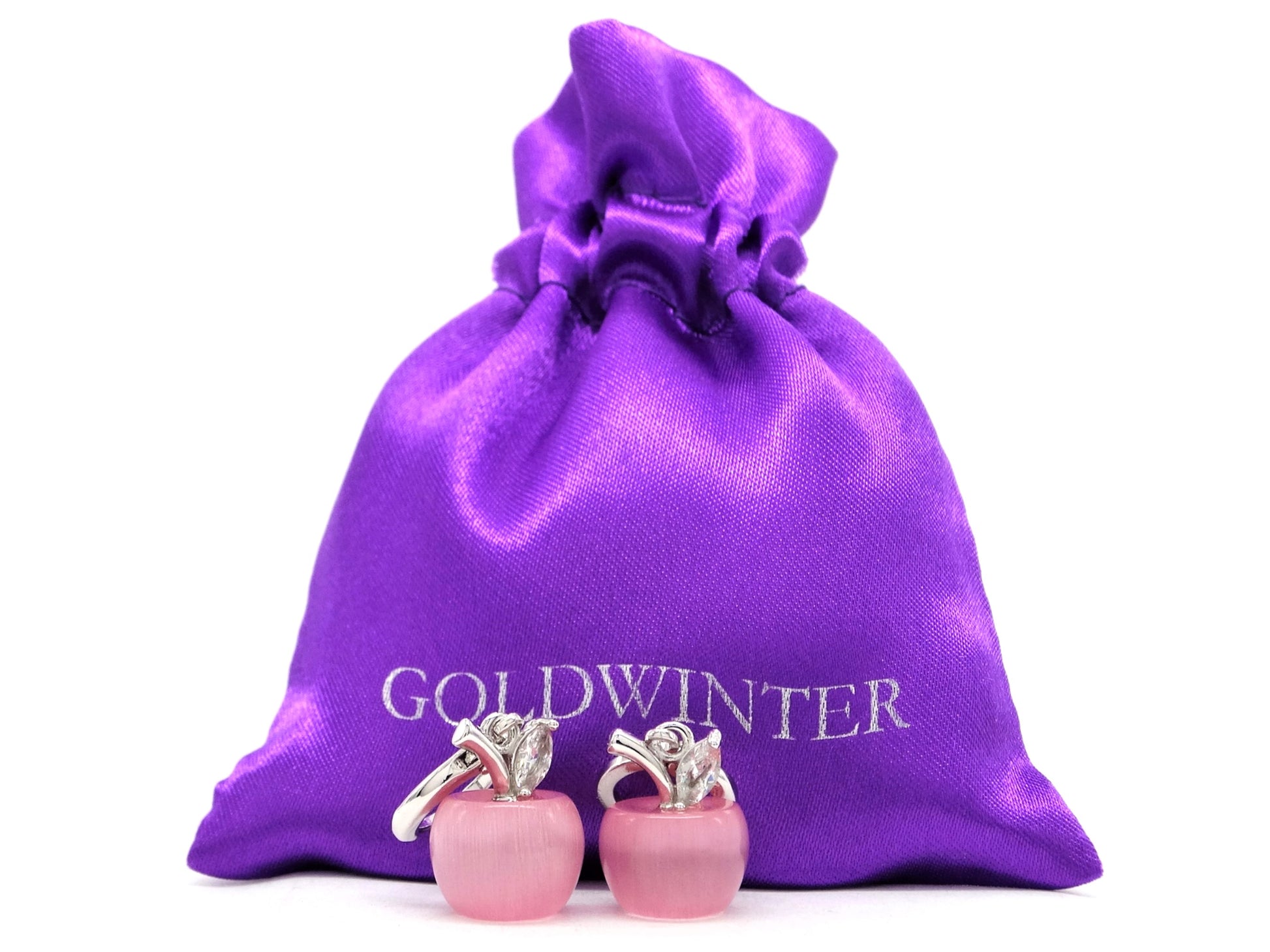Pink apple hoop earrings GIFT BAG