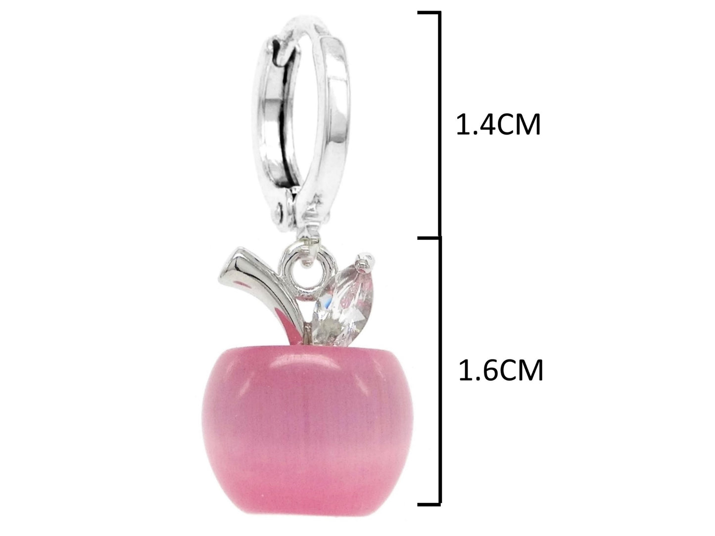 Pink apple hoop earrings MEASUREMENT