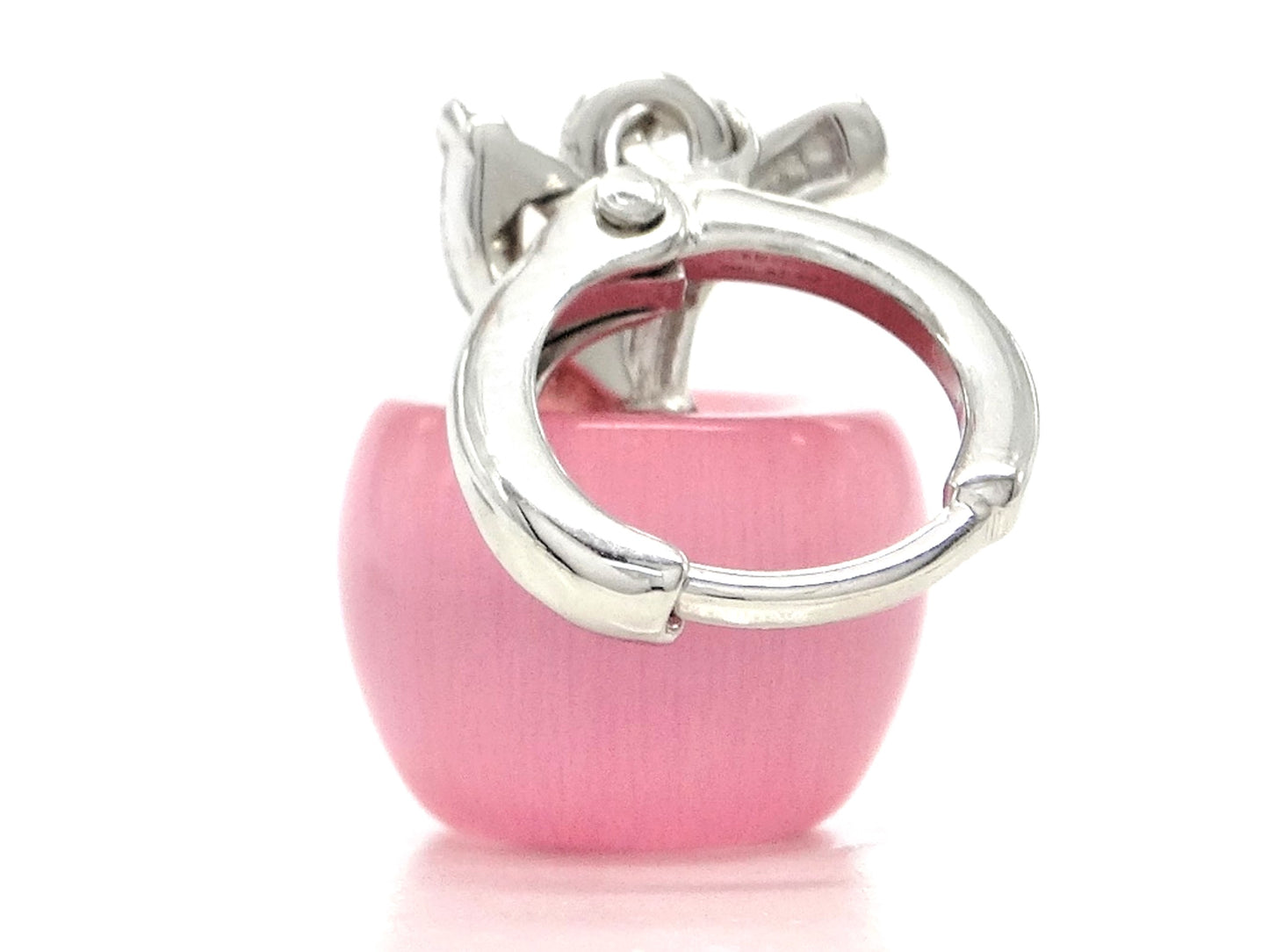 Pink apple hoop earrings BACK