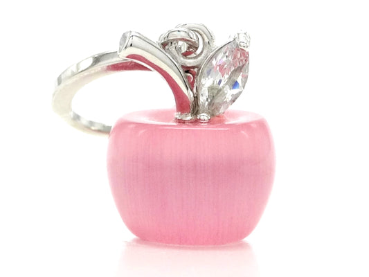 Pink apple hoop earrings FRONT