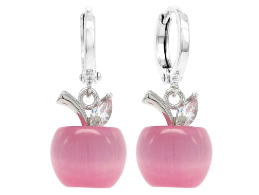 Pink apple hoop earrings MAIN
