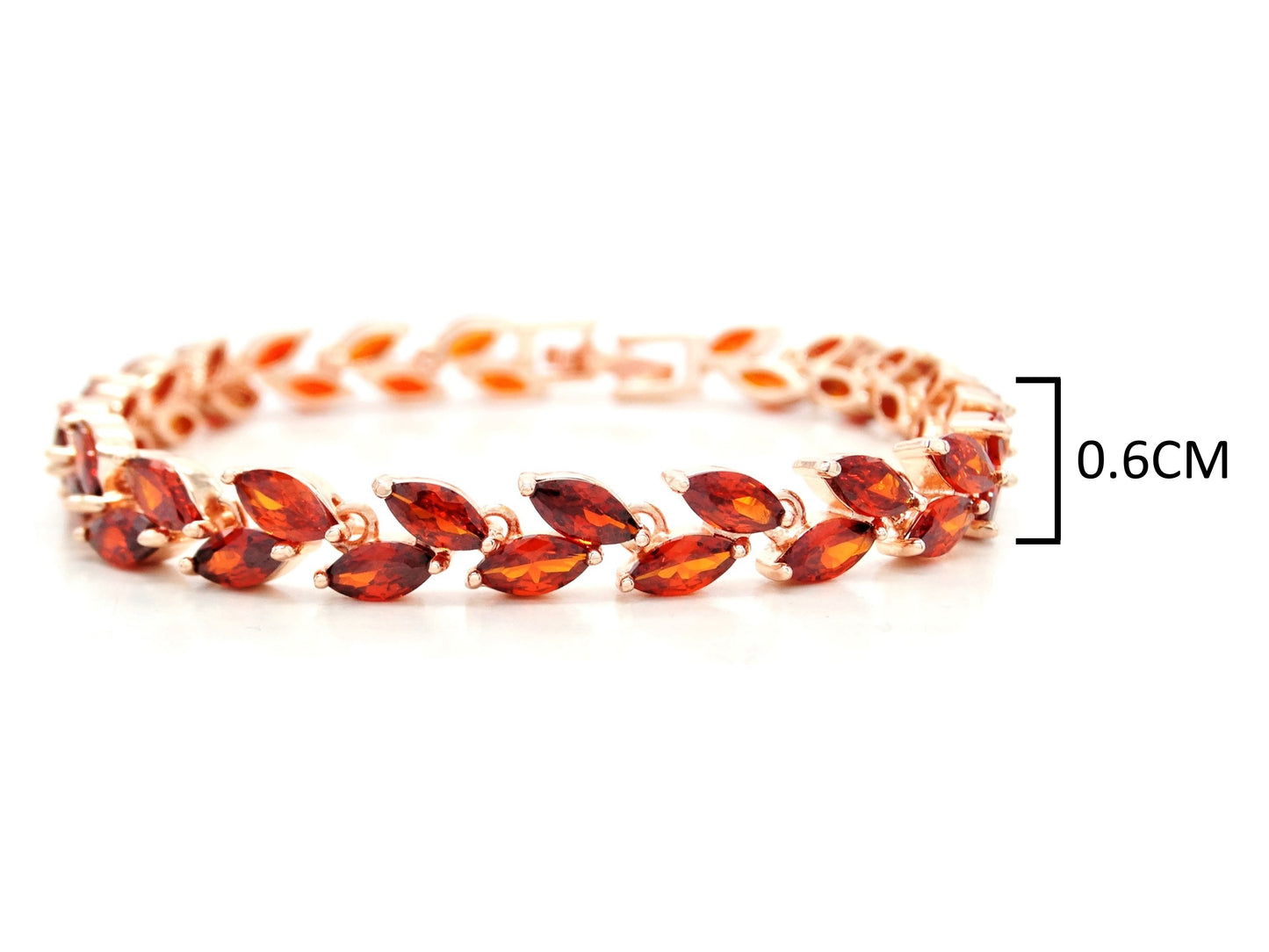 Red marquise rose gold bracelet MEASUREMENT