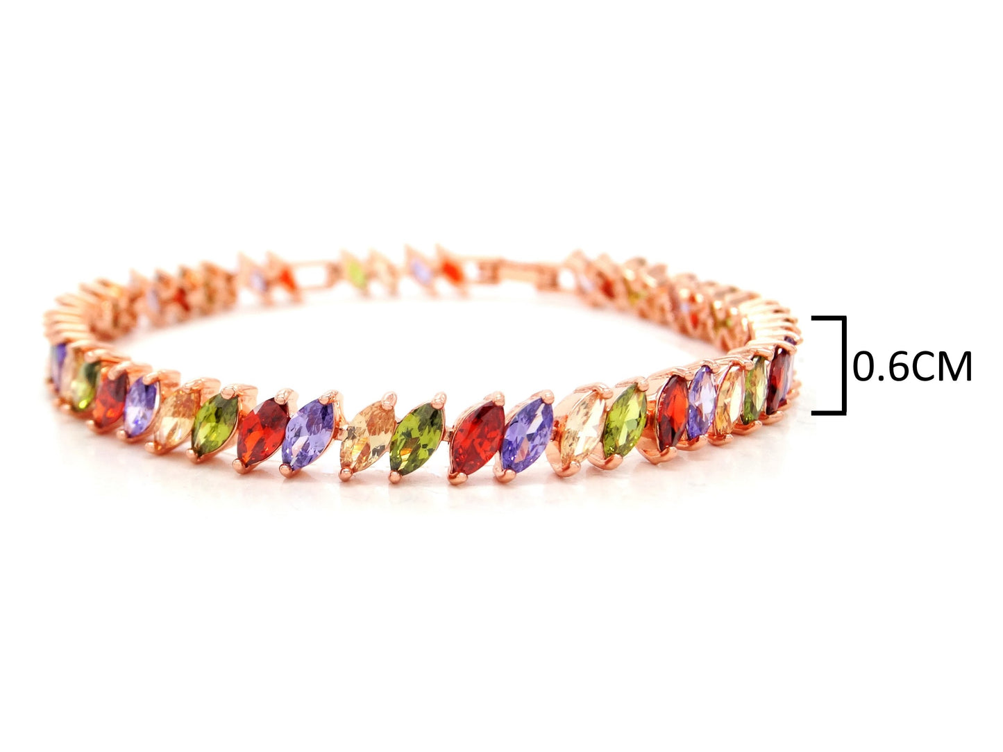 Different colored marquise rose gold bracelet MEASUREMENT