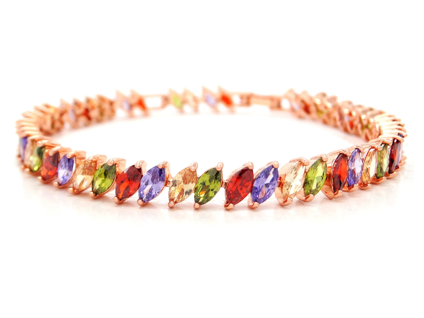 Different colored marquise rose gold bracelet MAIN