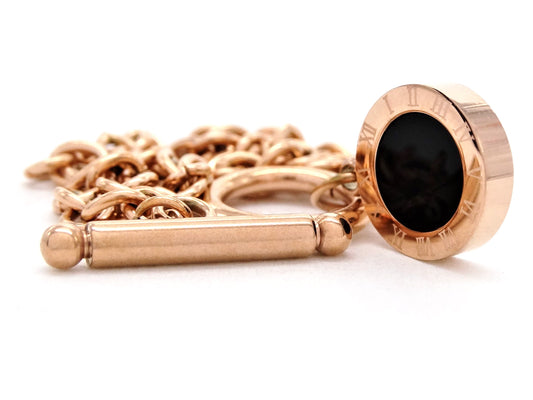 Rose gold black round moonstone bracelet FRONT