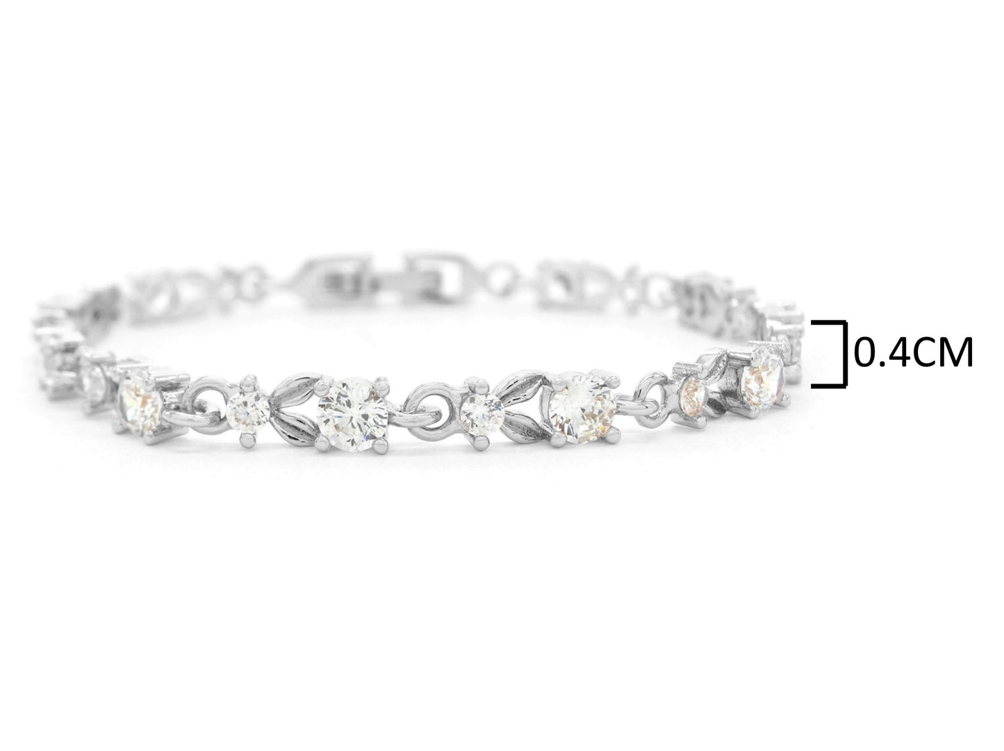 White gold round white gems bracelet MEASUREMENT