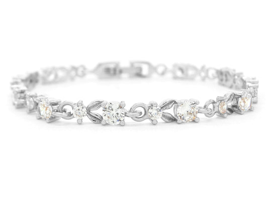 White gold round white gems bracelet MAIN