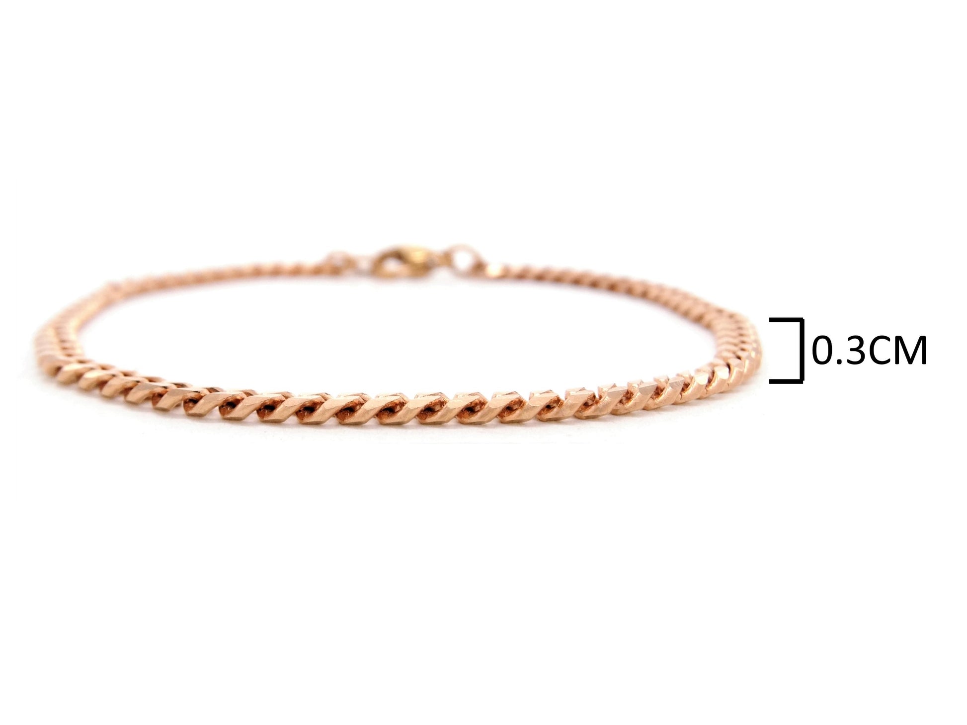 Rose gold thin chain bracelet MEASUREMENT
