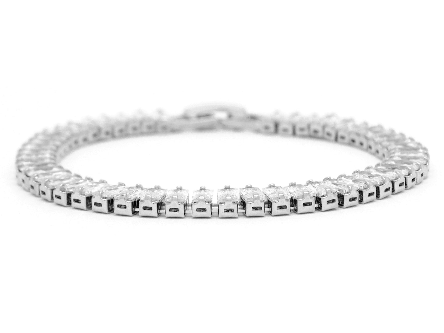 White baguette tennis bracelet SIDE