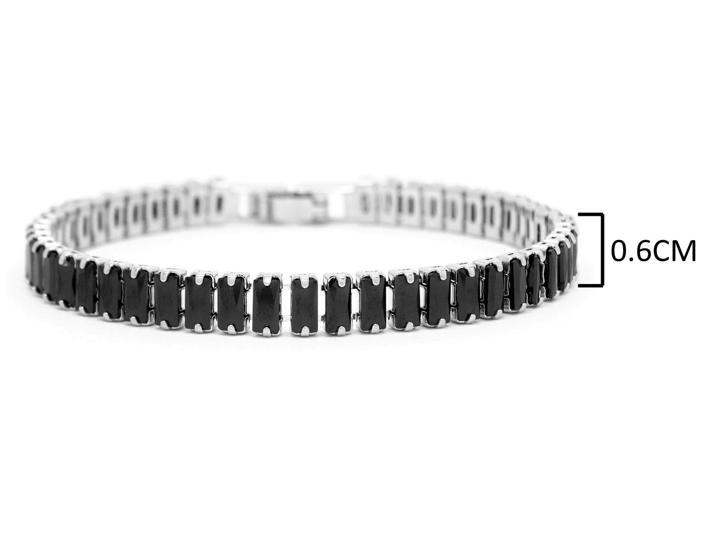 Black moonstone baguette tennis bracelet MEASUREMENT