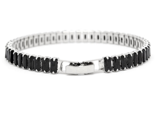 Black moonstone baguette tennis bracelet BACK