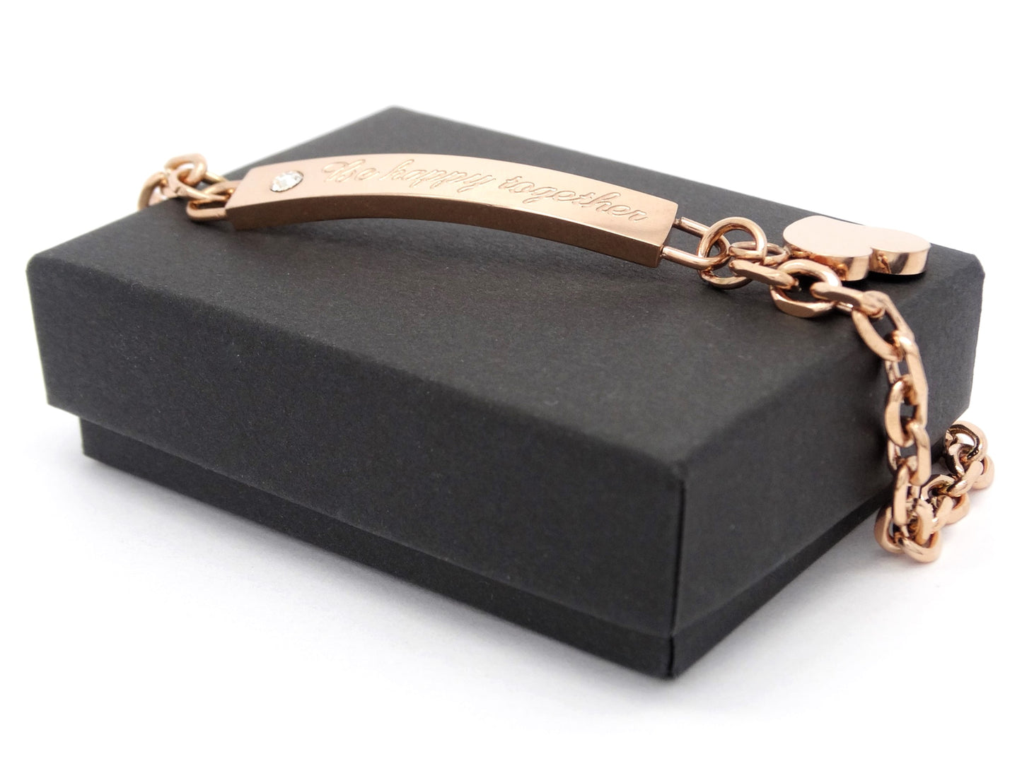 Be happy together engraved rose gold bracelet GIFT BOX