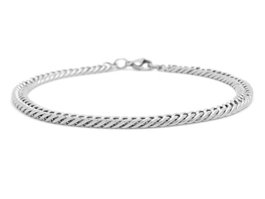 Thin stainless steel double curb link chain bracelet MAIN