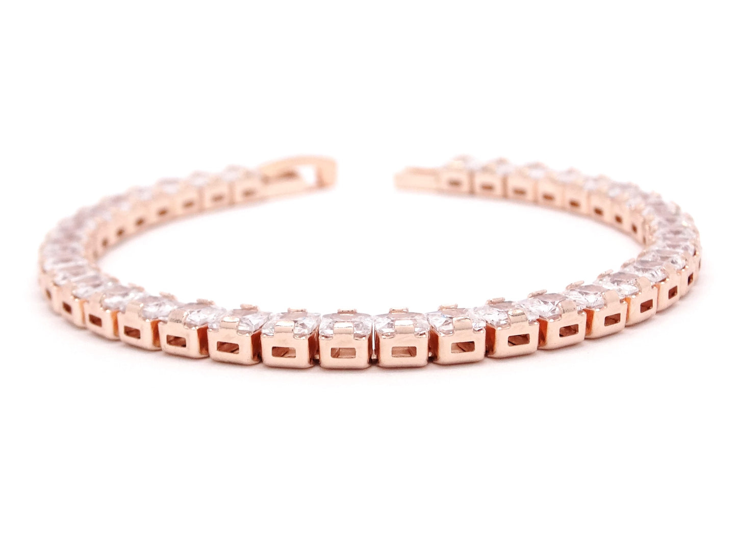 Rose gold princess white tennis bracelet DISPLAY