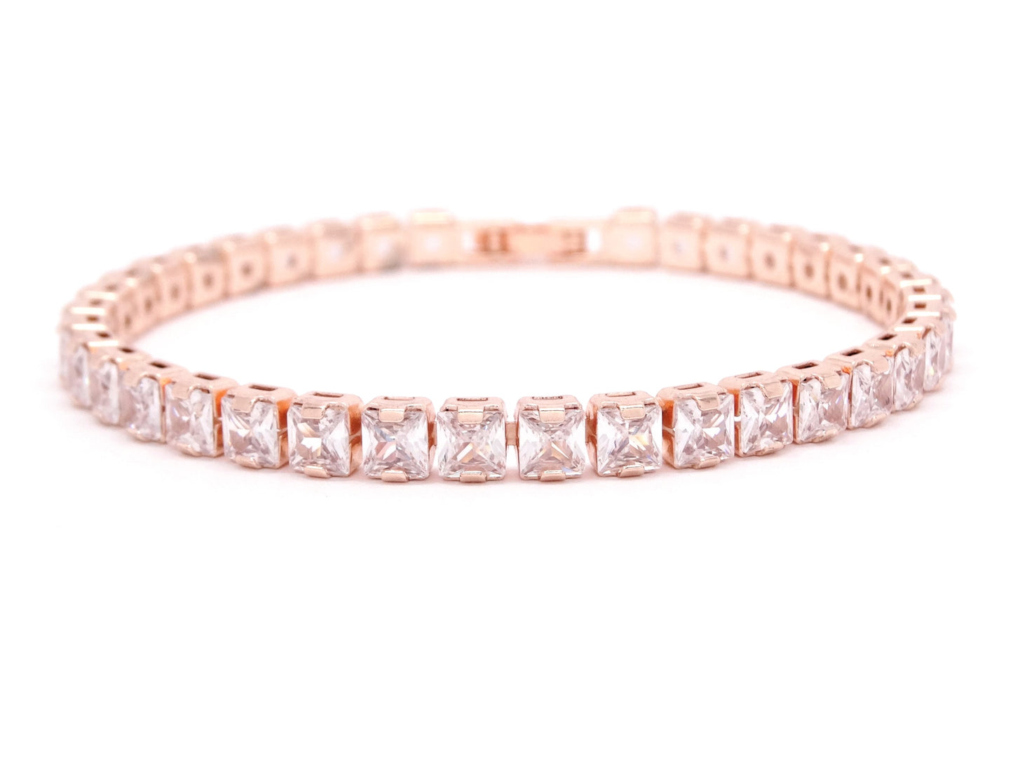 Rose gold princess white tennis bracelet MAIN