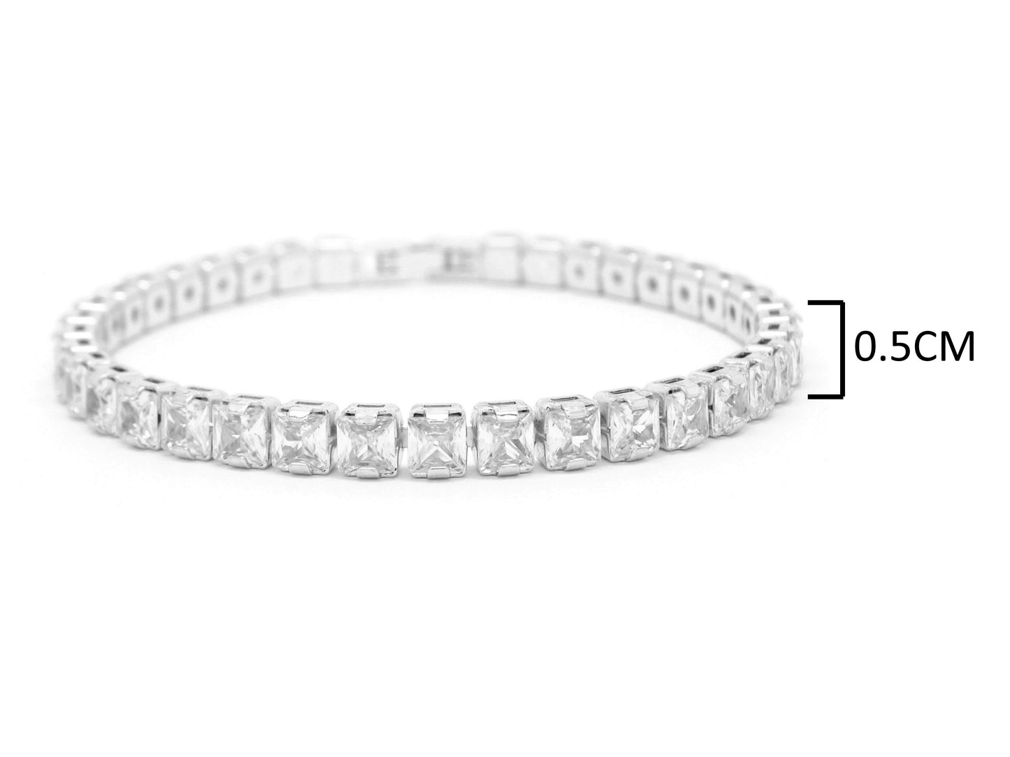 White gold princess white tennis bracelet MEASUREMENT