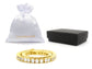 Yellow gold thin round white tennis bracelet GIFT BAG AND BOX