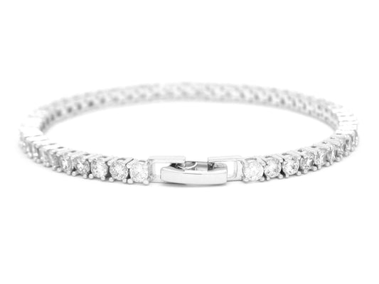 White gold thin round white tennis bracelet BACK