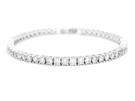 White gold thin round white tennis bracelet MAIN