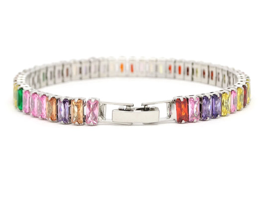 Random colored baguette tennis bracelet BACK