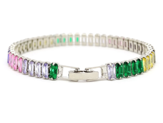 Four of each color baguette tennis bracelet BACK