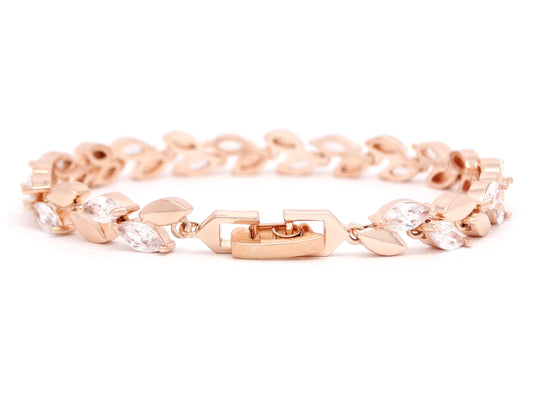 Marquise AAA white gems rose gold bracelet BACK