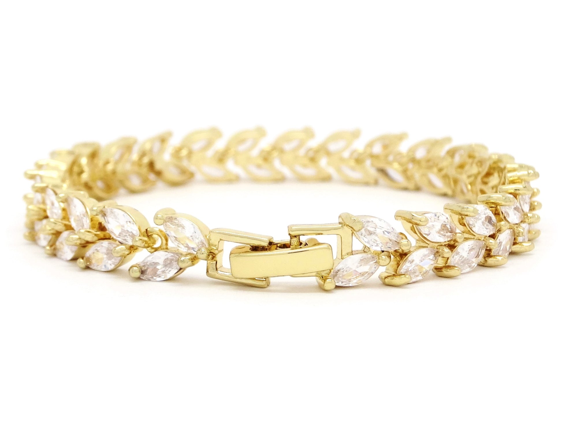White marquise yellow gold bracelet BACK